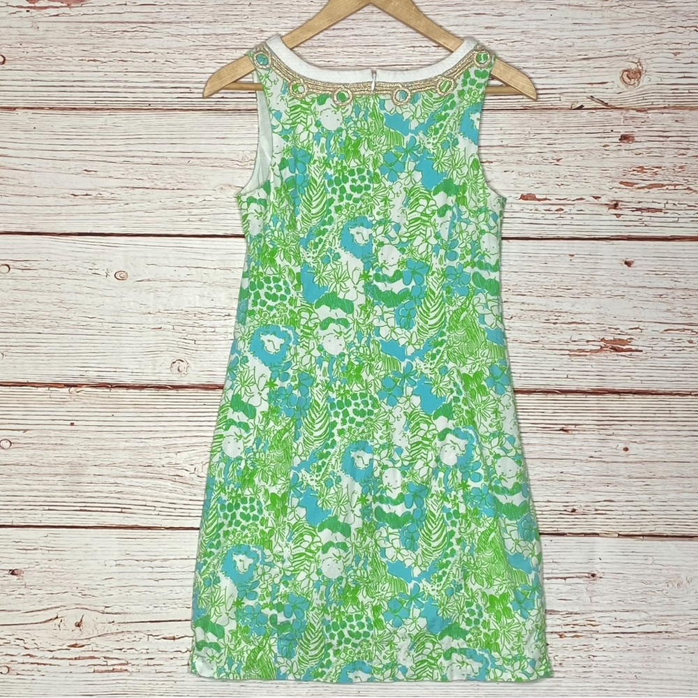 Lilly Pulitzer Janice Shift Dress in Limeade It’s a Zoo Sz 00 - Picture 9 of 14